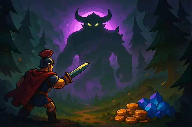 A giant boss looming over the battlefield