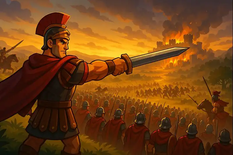 Gigachad Emperor pointing at a strategic map